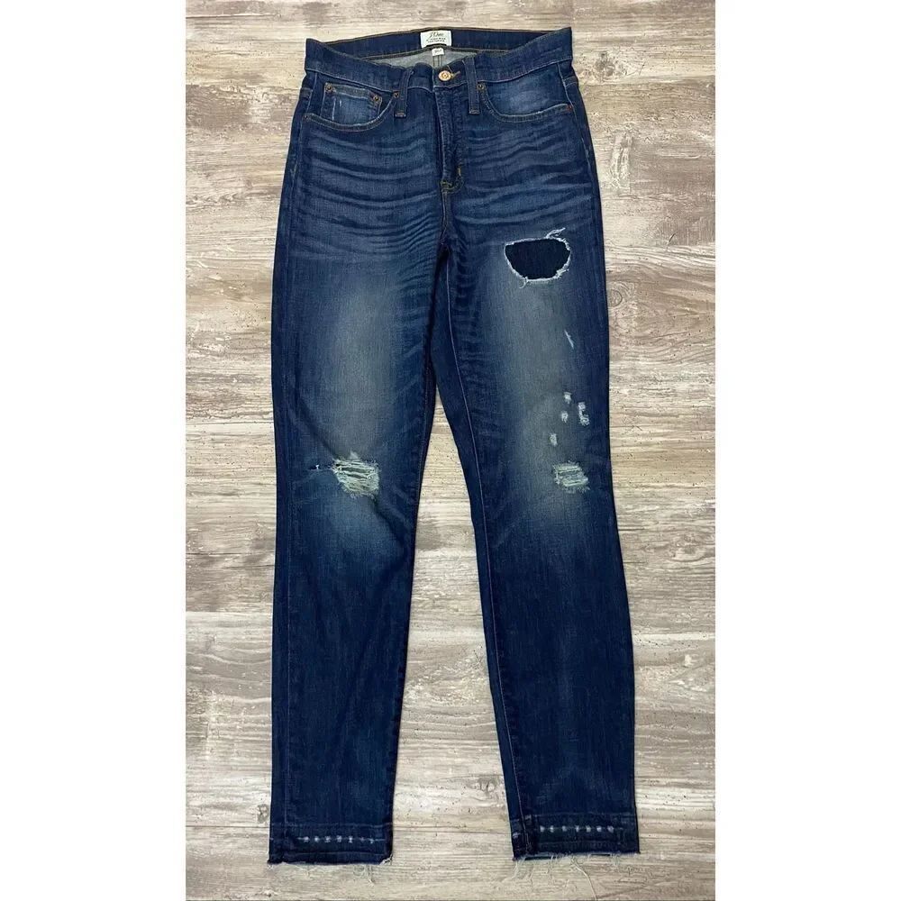 J. Crew High Rise Toothpick Distressed Jeans Sz 27